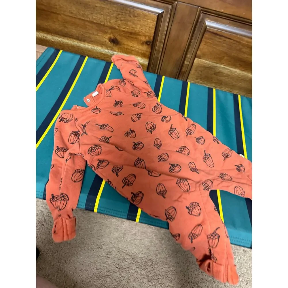 Hallmark Baby Orange Acorn Long Sleeve One Piece Fall Outfit Size 6-12 MOS